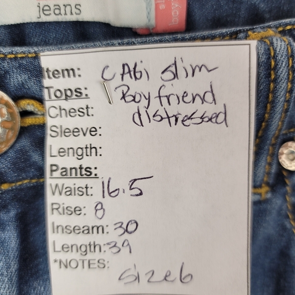 CAbi Slim Boyfriend Distressed Jeans SZ 6 - Picture 11 of 12